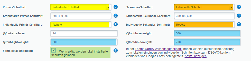 Theme-spezifische Schriften