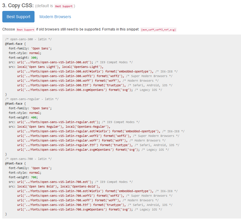 CSS Font Deklarationen