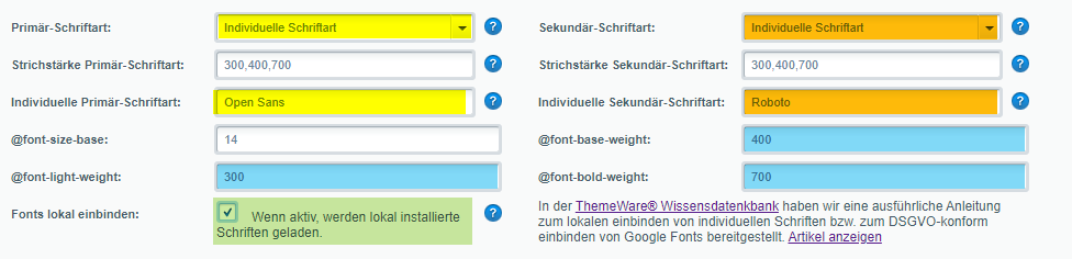 Individueller Font Konfiguration