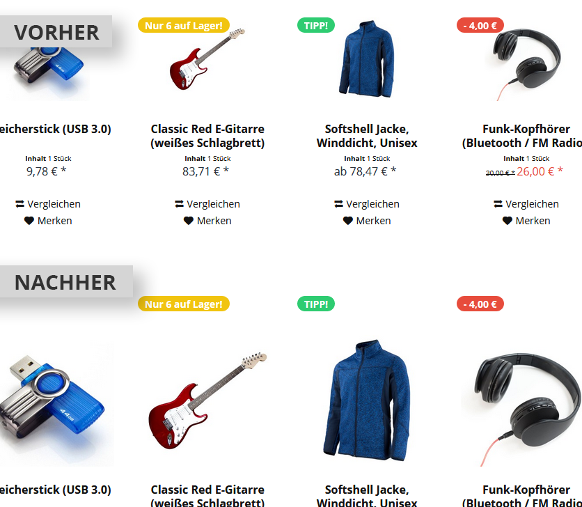 Vorher/Nachher-Vergleich: Artikelbild-Höhe im Listing