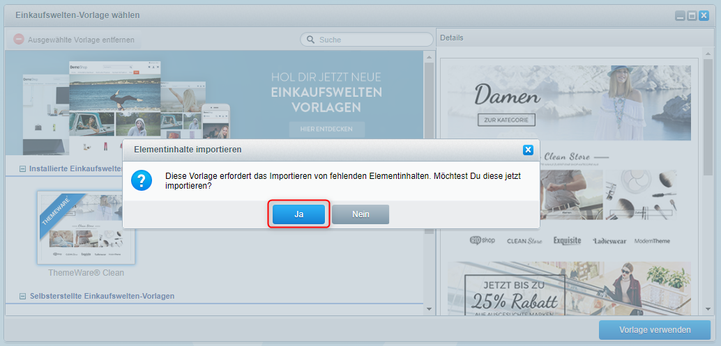 Shopware 5: Elementinhalte importieren
