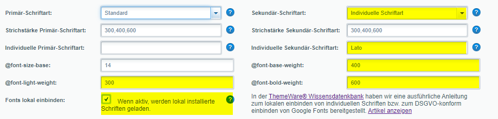Neue Font-Konfiguration