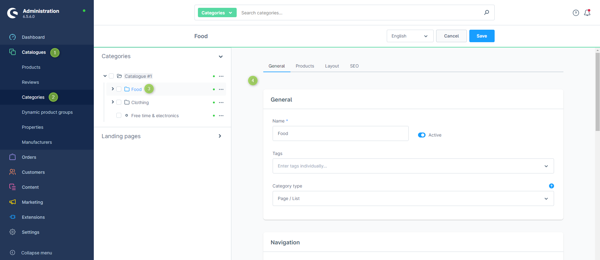 Shopware 6 "Kategorie-Verwaltung"