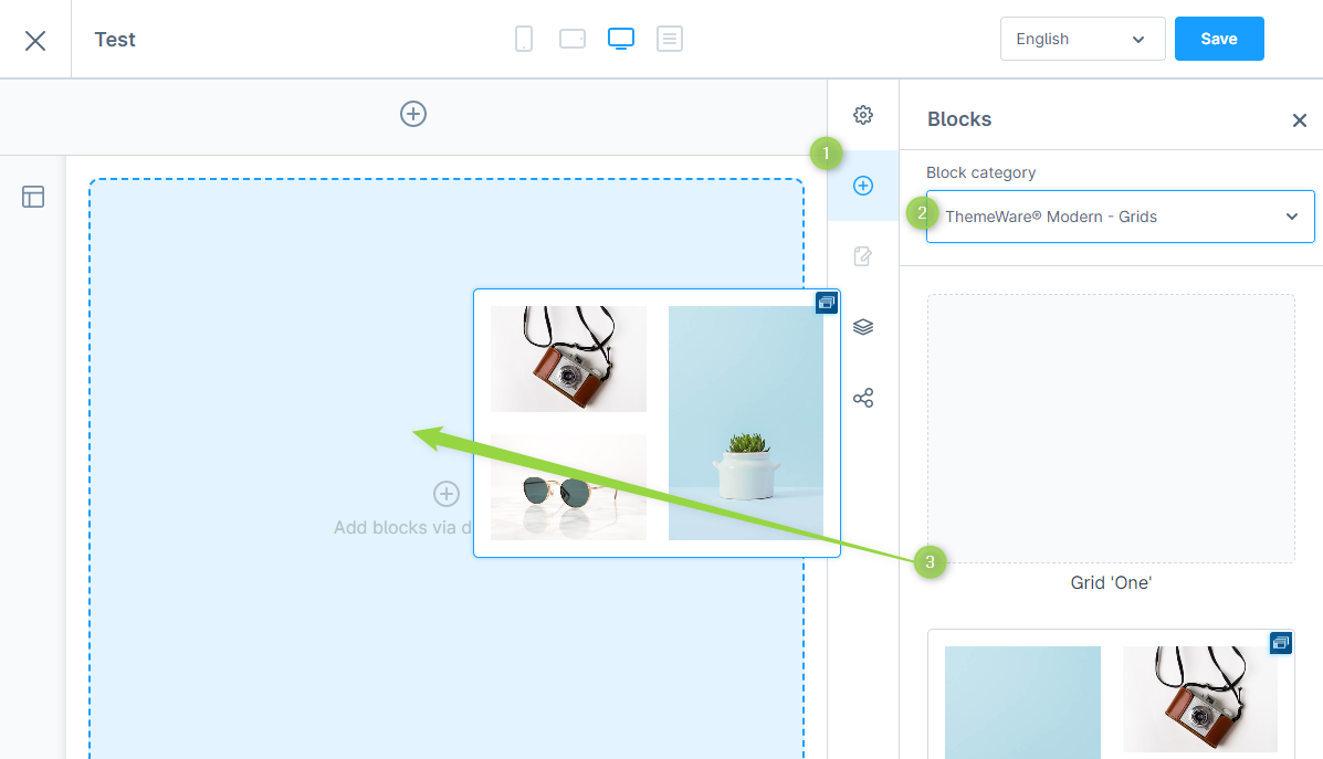 Grid CMS-Block hinzufügen
