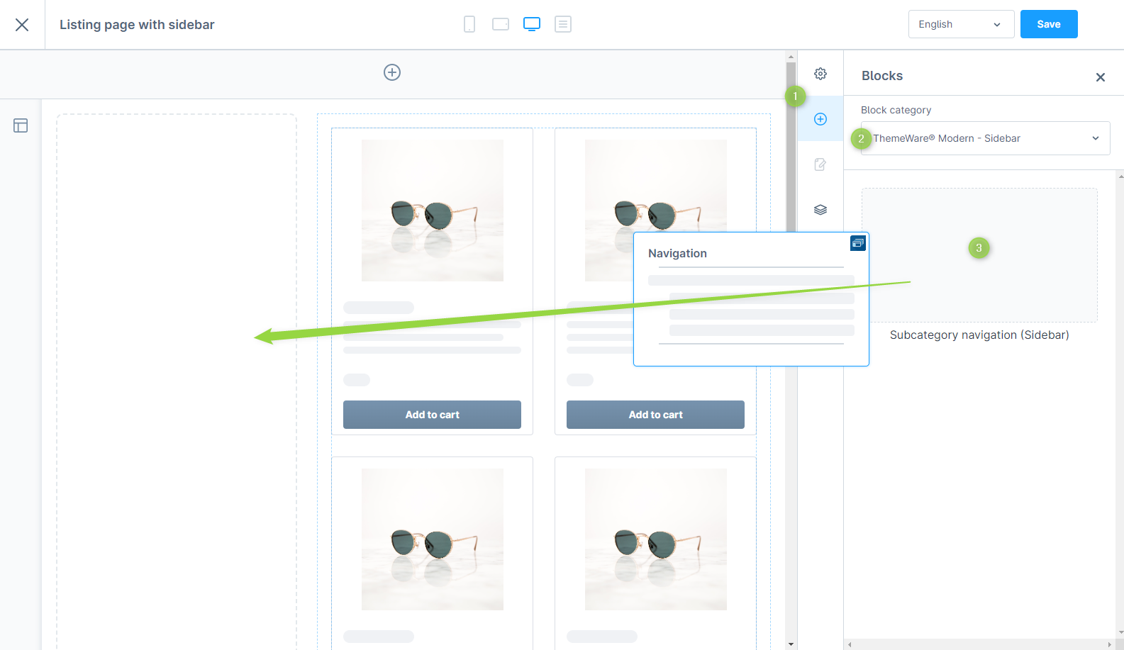 Sidebar CMS-Block hinzufügen