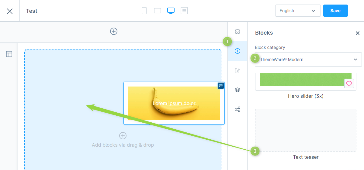 Teaser CMS-Block hinzufügen