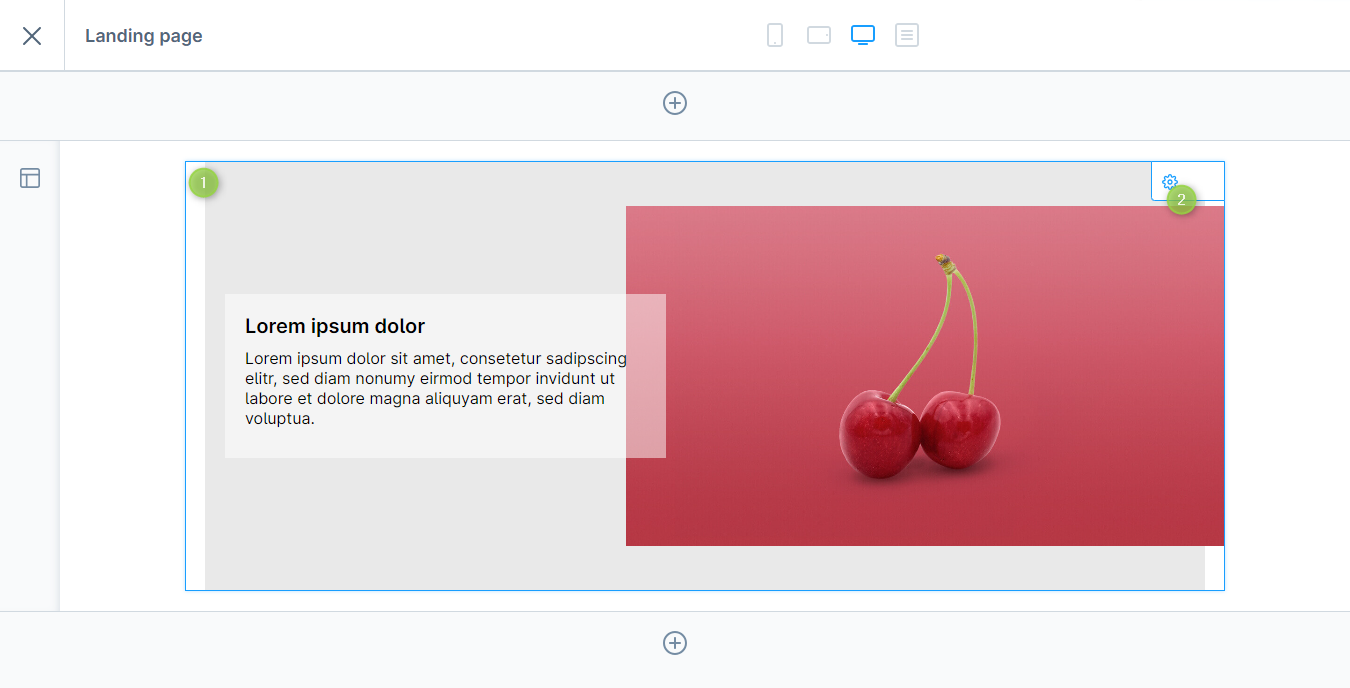 ThemeWare® "Bild & Text überlagernd"-Element konfigurieren