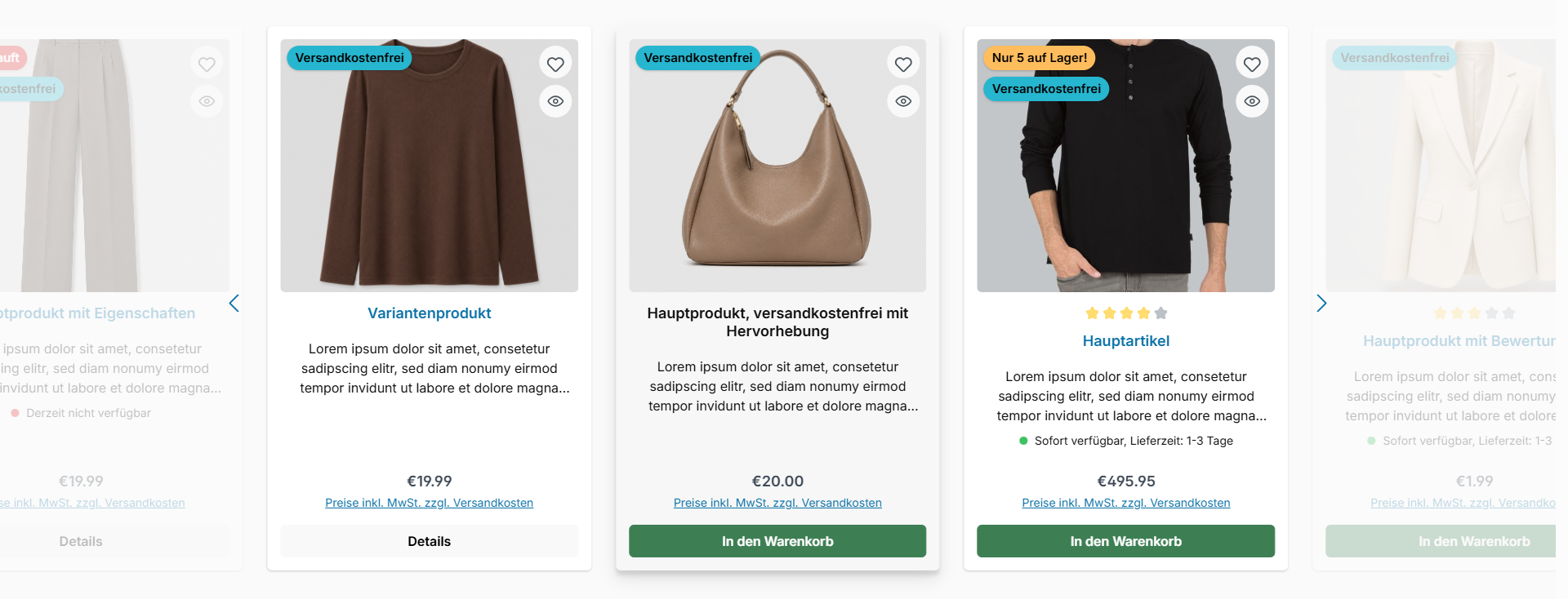 Produkt-Slider mit Überlauf, Abbildung 1