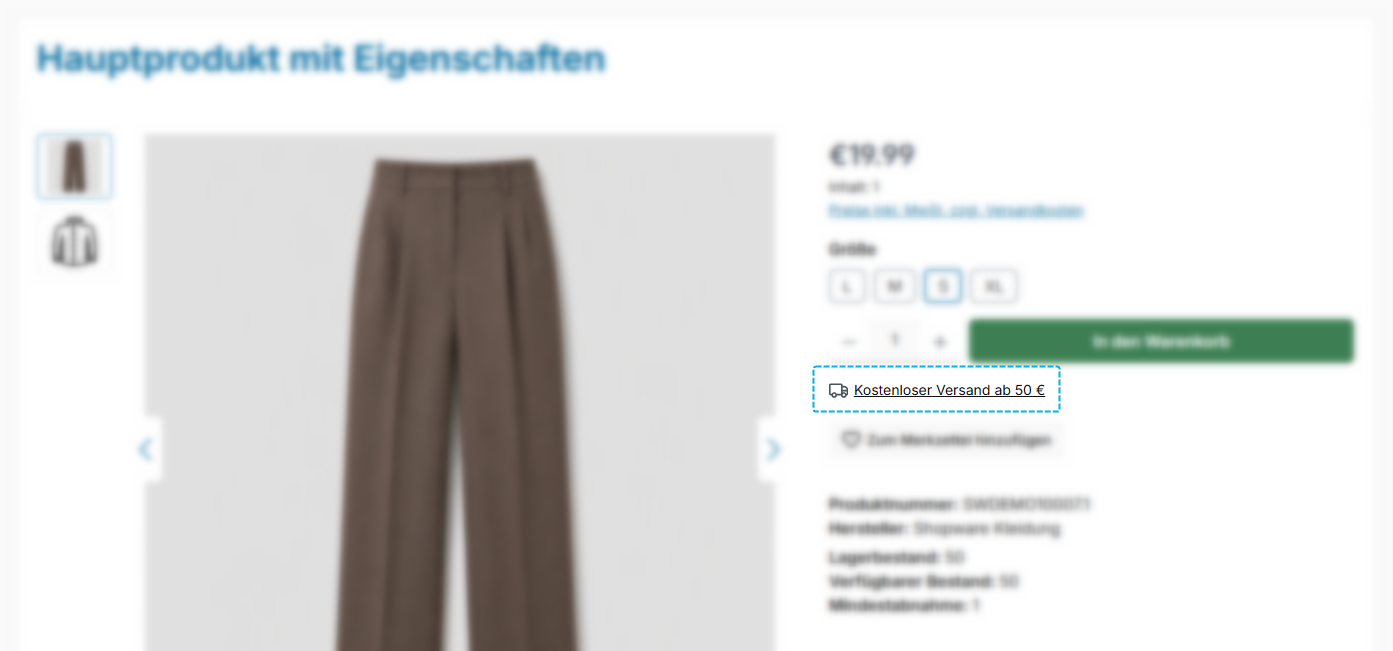 Versand-Link, Abbildung 1
