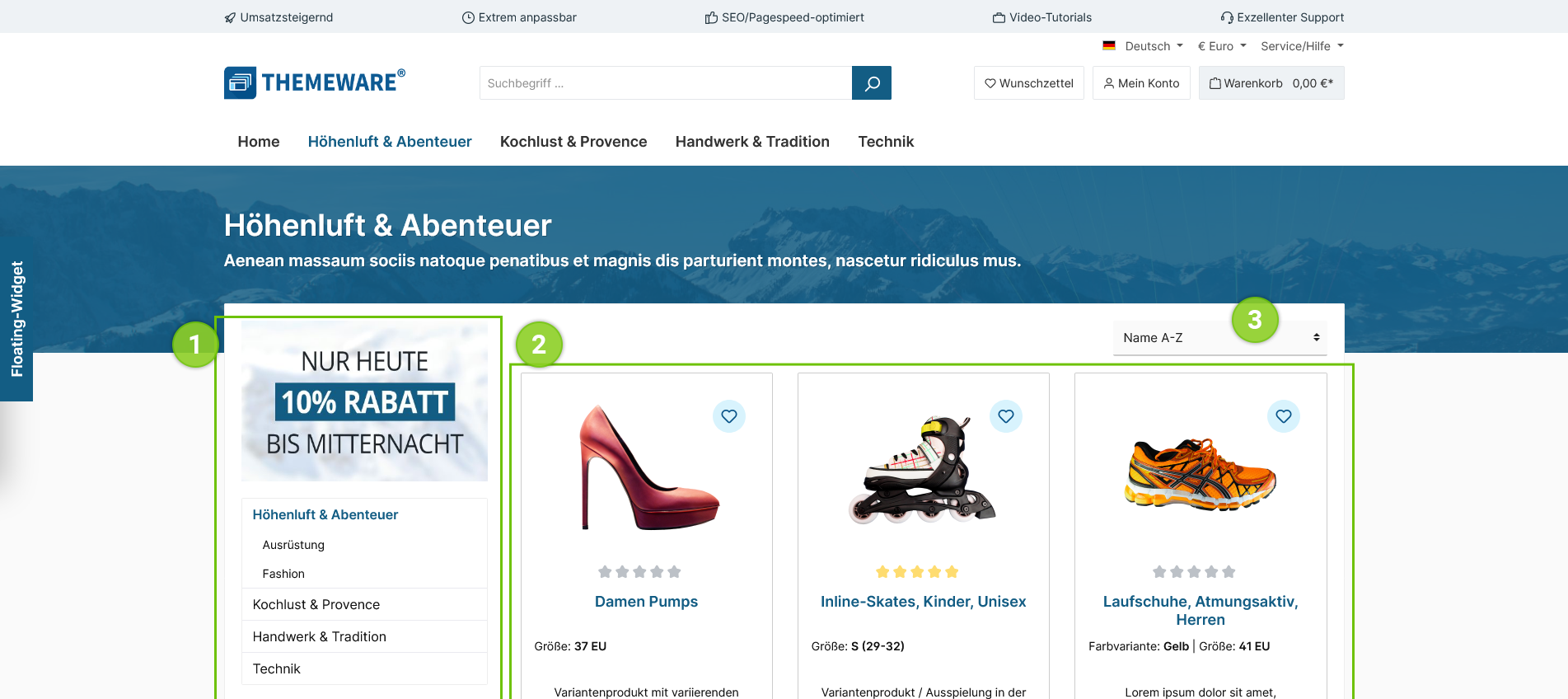 ThemeWare® Kategorieseiten