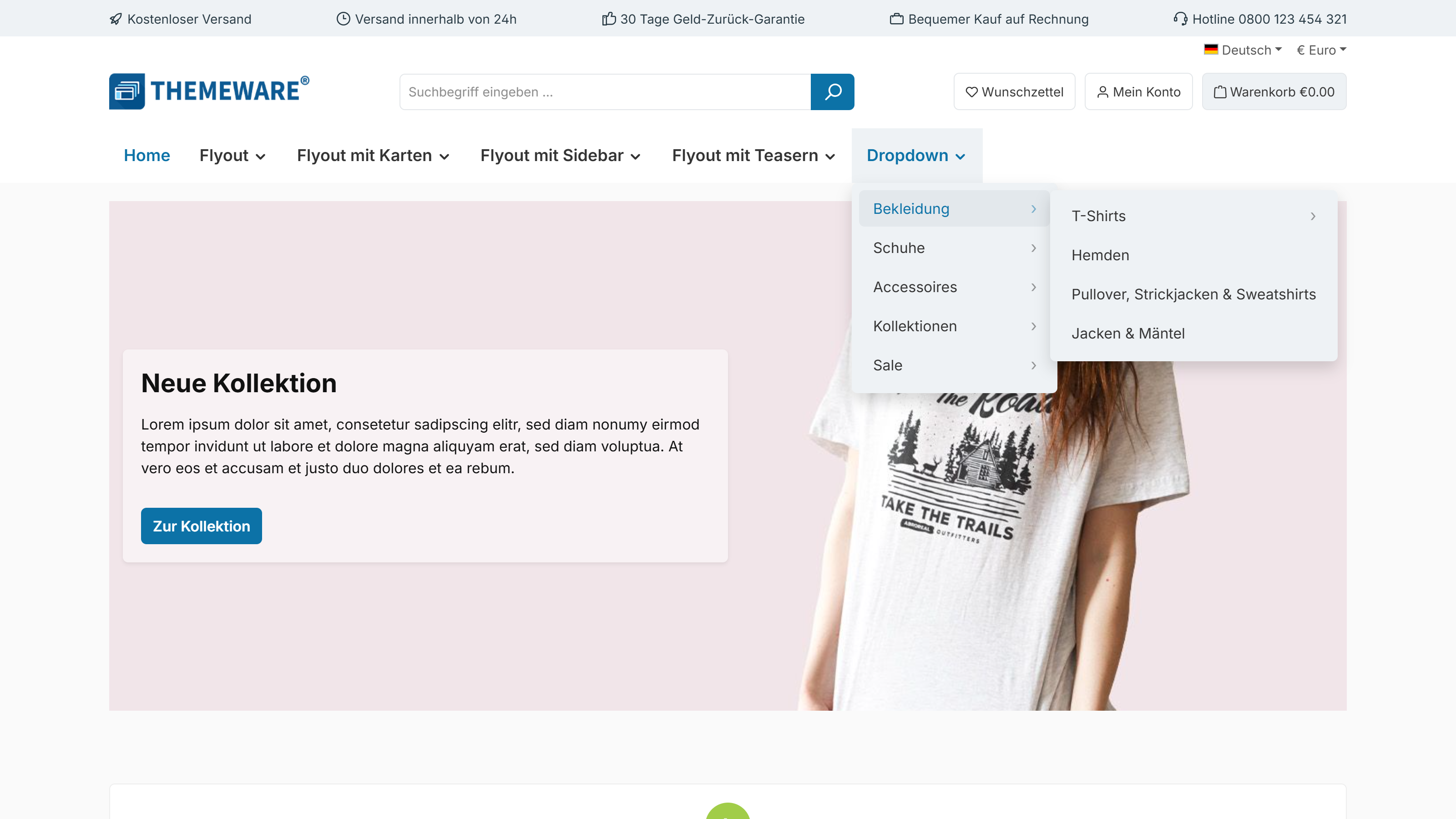 Dropdown-Layout im Button-Stil