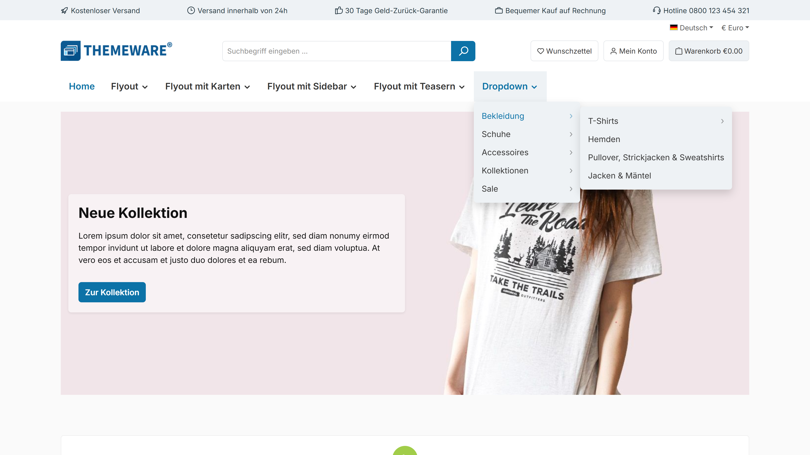 Dropdown-Layout im Listen-Stil
