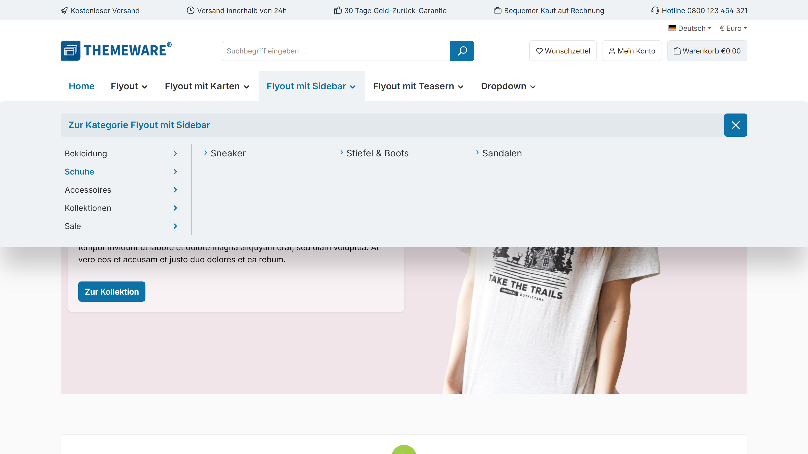 Sidebar-Layout im Listen-Stil