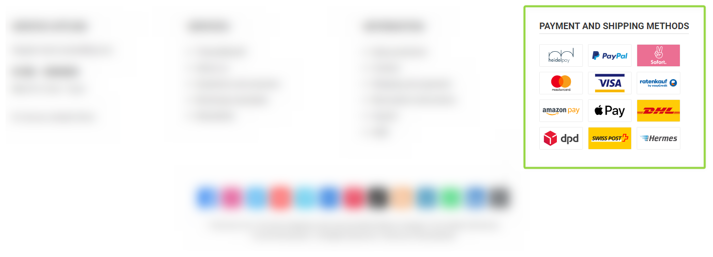 ThemeWare® "Zahlungs- und Versandarten"-Widget