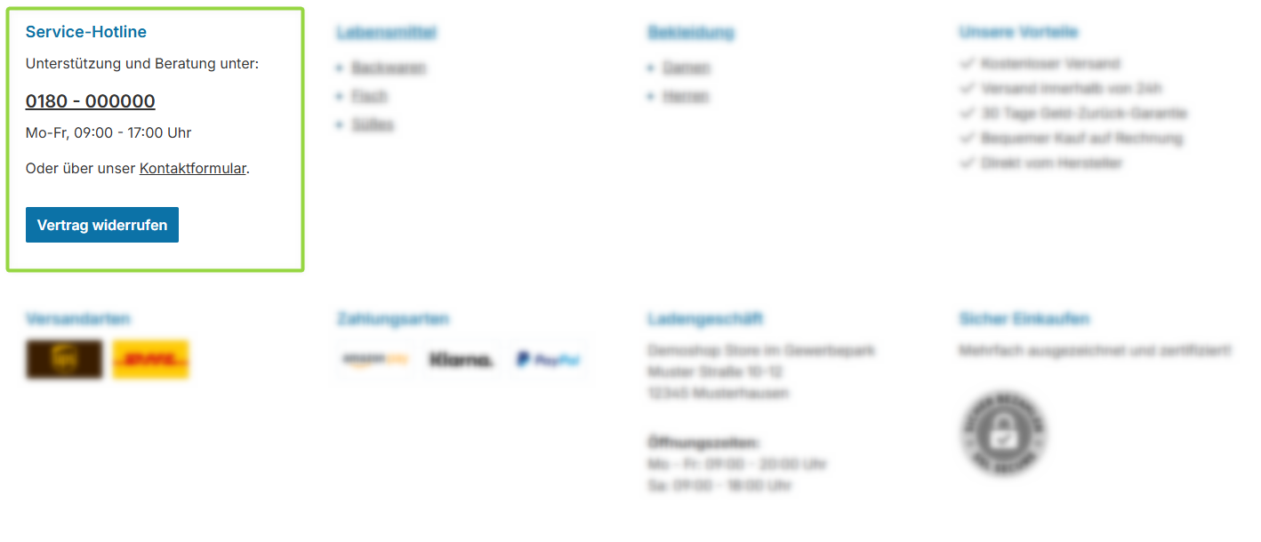 Widget "Service-Hotline"