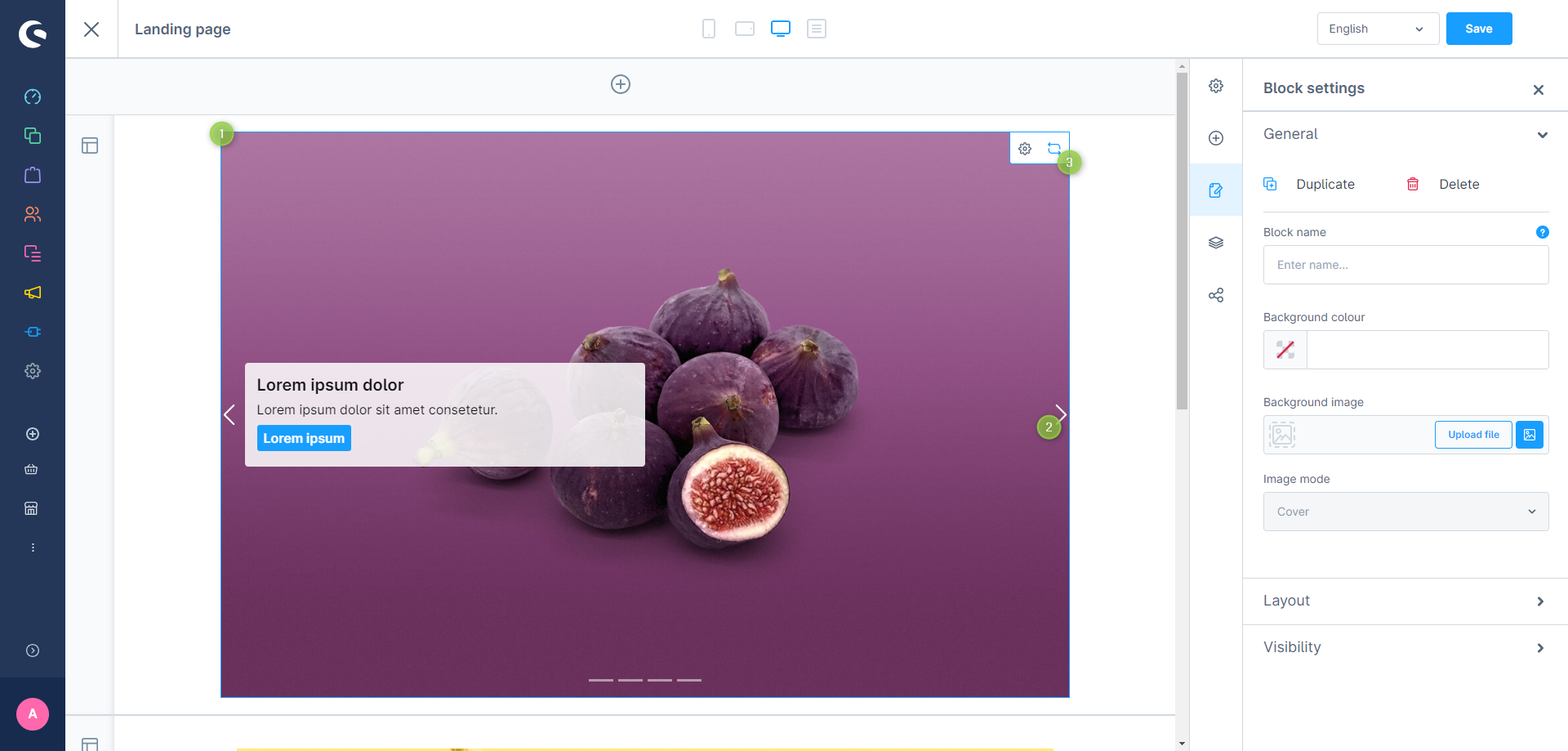 ThemeWare® Hero-Slider: Element austauschen