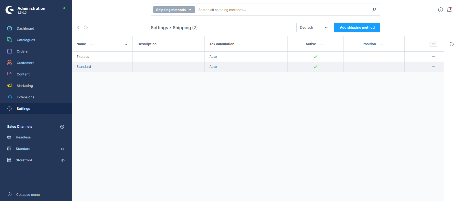 Shipping methods in Shopware 6