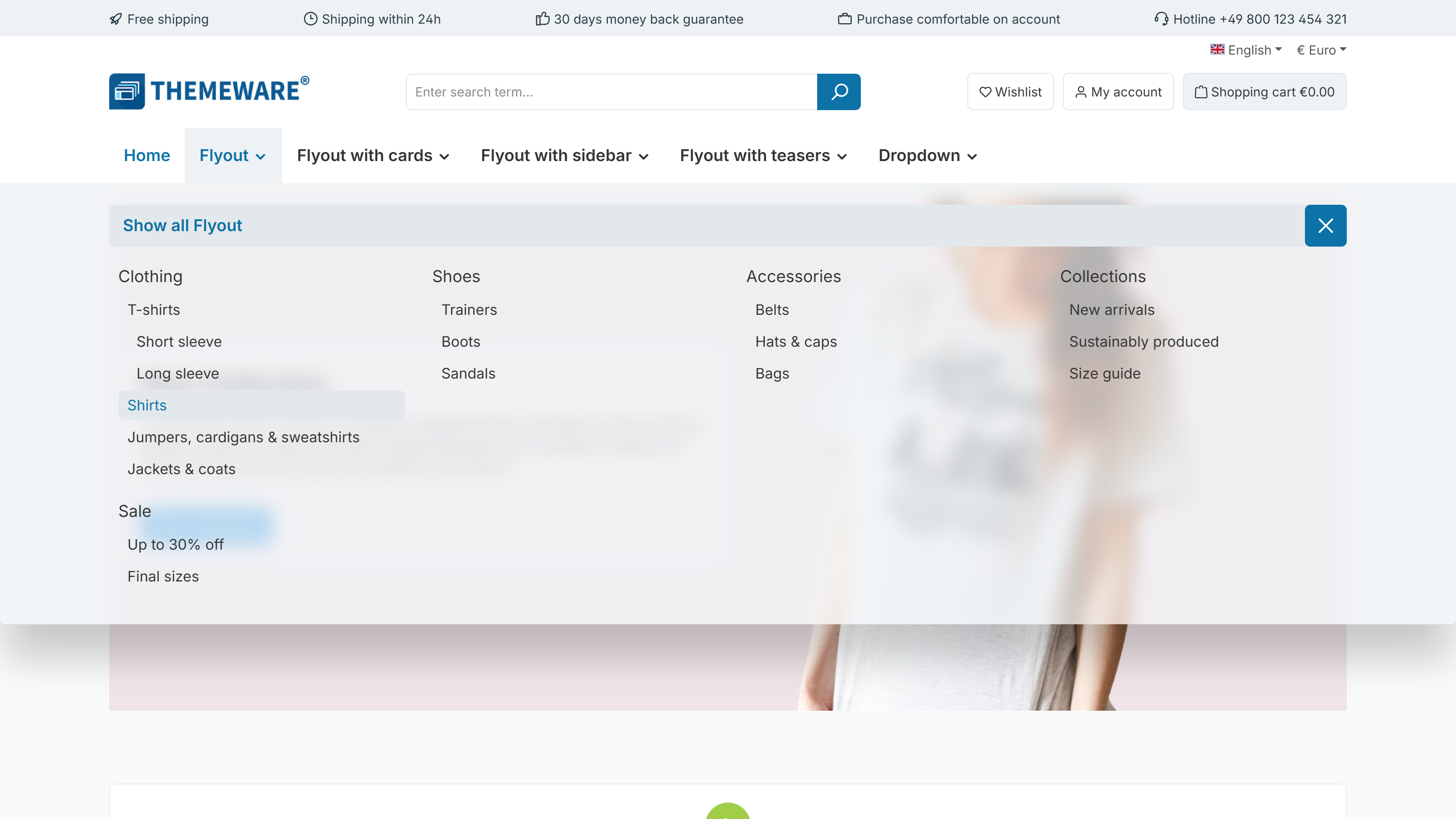 Flyout layout with button stlye and glass effect (blur)