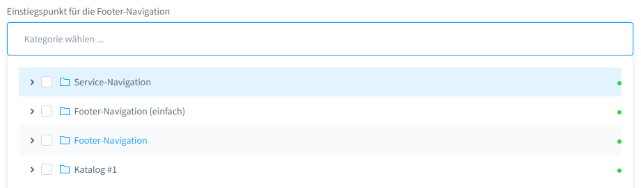 Entry point footer navigation