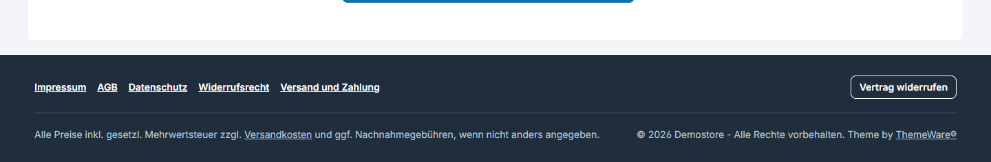 Minimaler Footer mit der Anordnung Nebeneinander