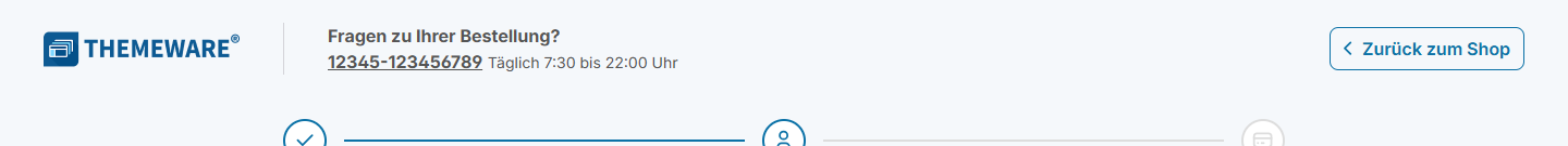 Minimaler Header mit der Anordnung Gruppiert, Text direkt am Logo