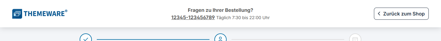 Minimaler Header im Checkout im Design Fläche mit Schatten