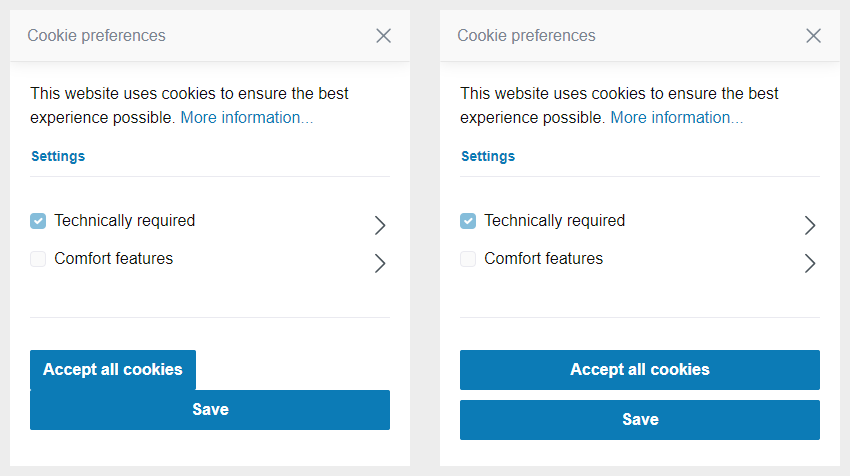 Improved representation of the "Accept all cookies" button in the cookie configuration