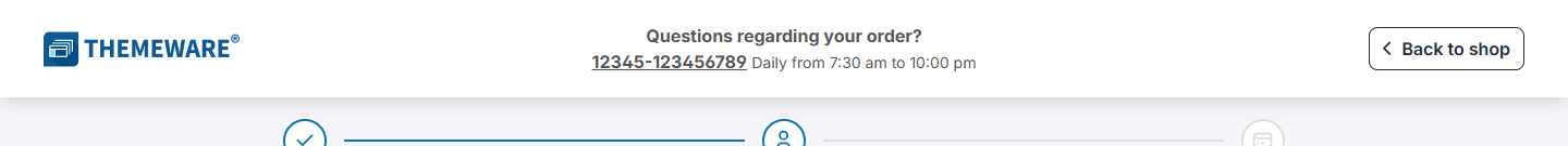 Minimal header in the checkout in the design Surface with shadow