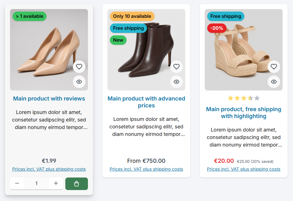 Product box with the hover effect extend box, quantity selection and buy button below the box