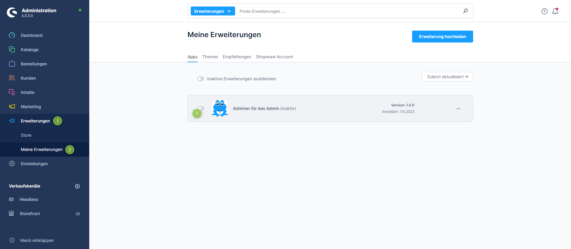 Erweiterung aktivieren