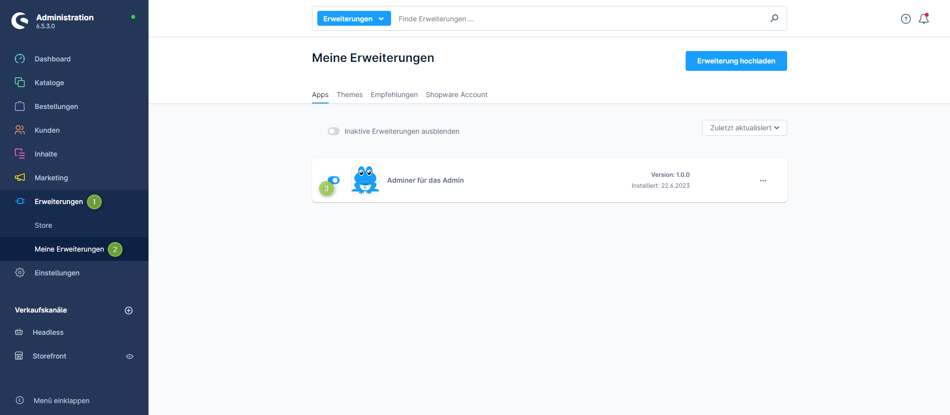 Erweiterung deaktivieren