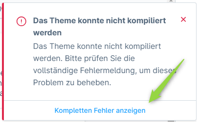Das Theme konnte nicht kompiliert werden, Abbildung 1