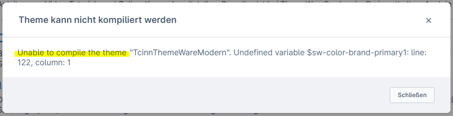 Unable to compile the theme..., Abbildung 1