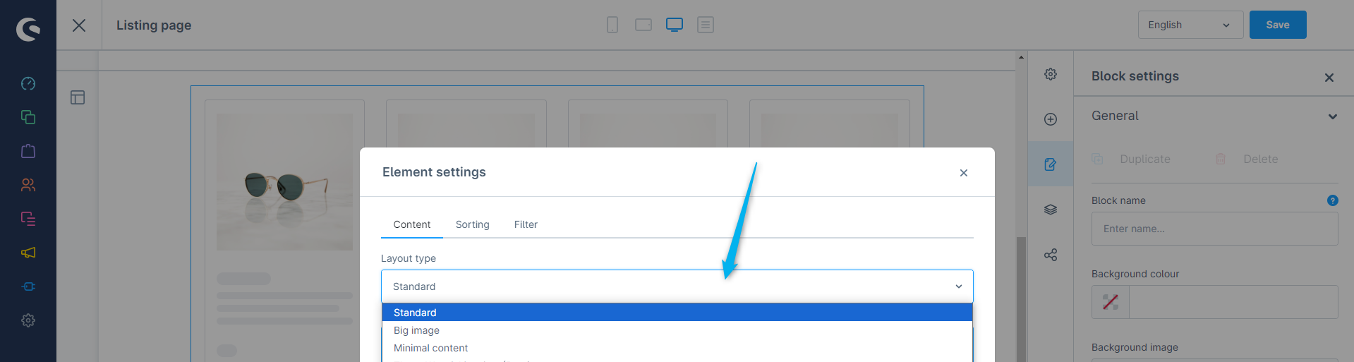 Listing Layout-Typ
