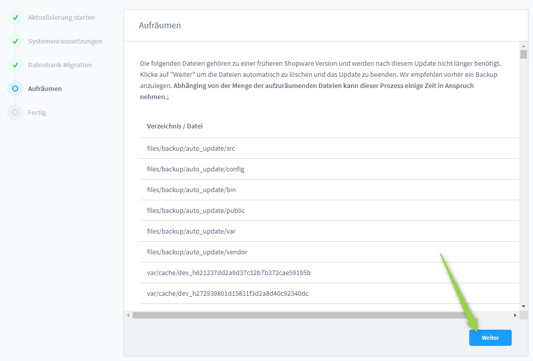 Shopware 6 aktualisieren / updaten, Abbildung 9