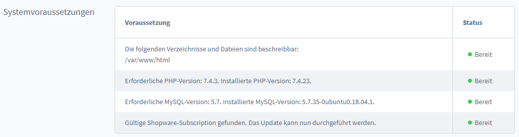 Shopware 6 aktualisieren / updaten, Abbildung 4
