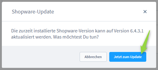 Shopware 6 aktualisieren / updaten, Abbildung 3