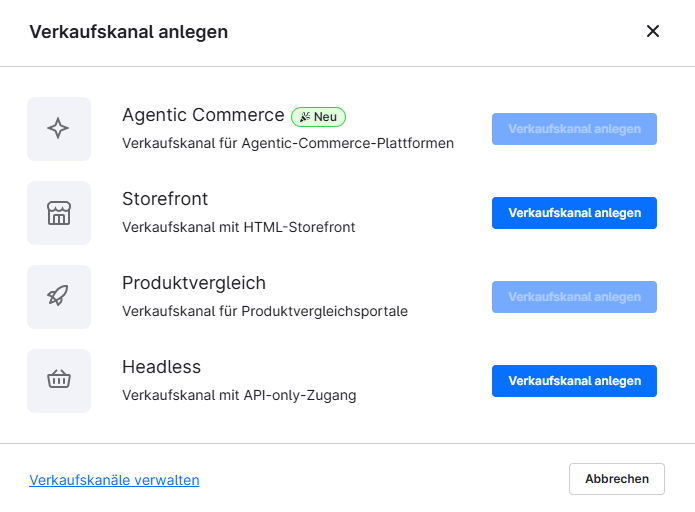 Verkaufskanal anlegen