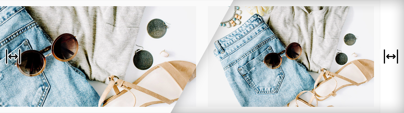 Links: "Full width"-Sektion | Rechts: "Full width"-Sektion mit zentriertem CMS-Block (boxed)