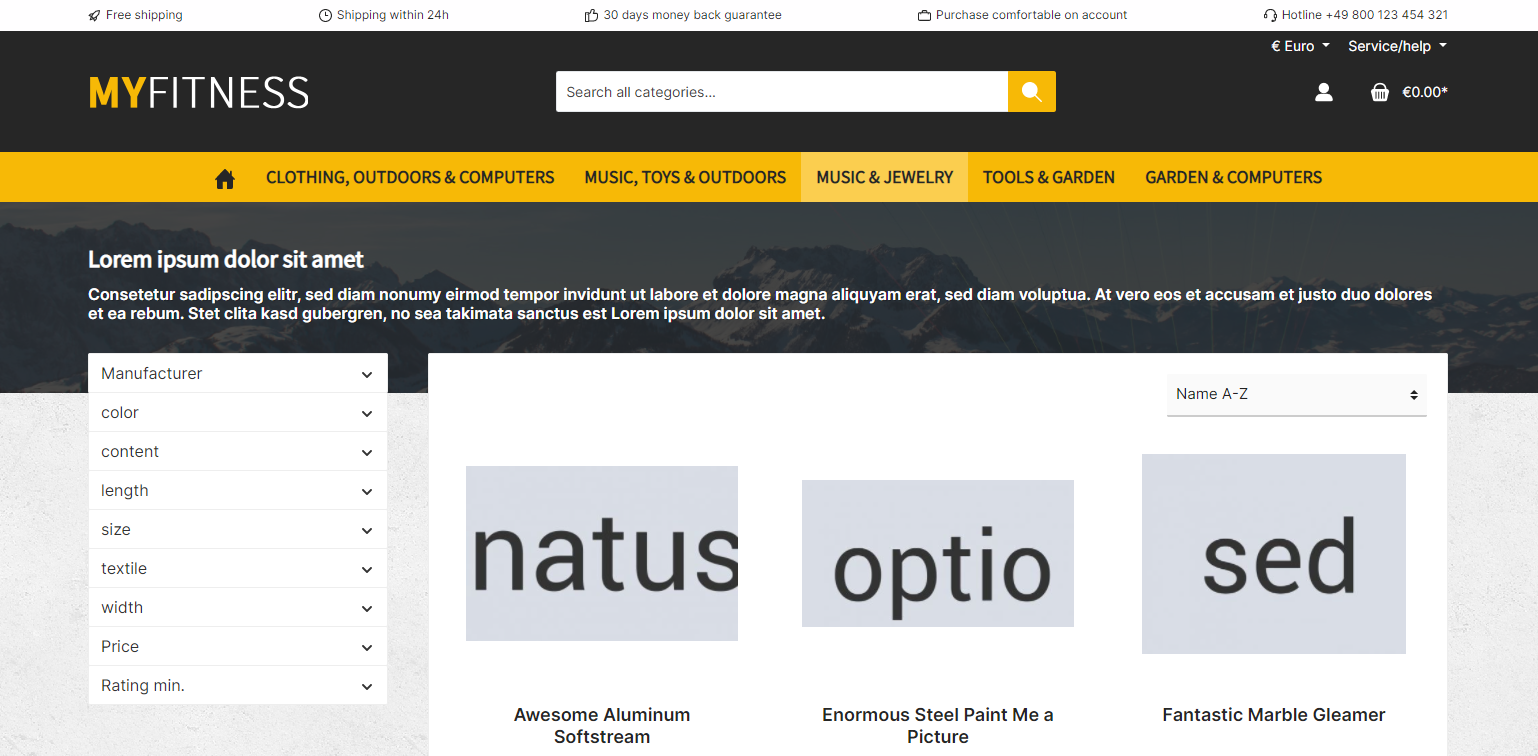 Sidebar-Sektion und Content-Sektion mit "ThemeWare® CMS-Styling" aber nicht kombiniert (Variante 2)