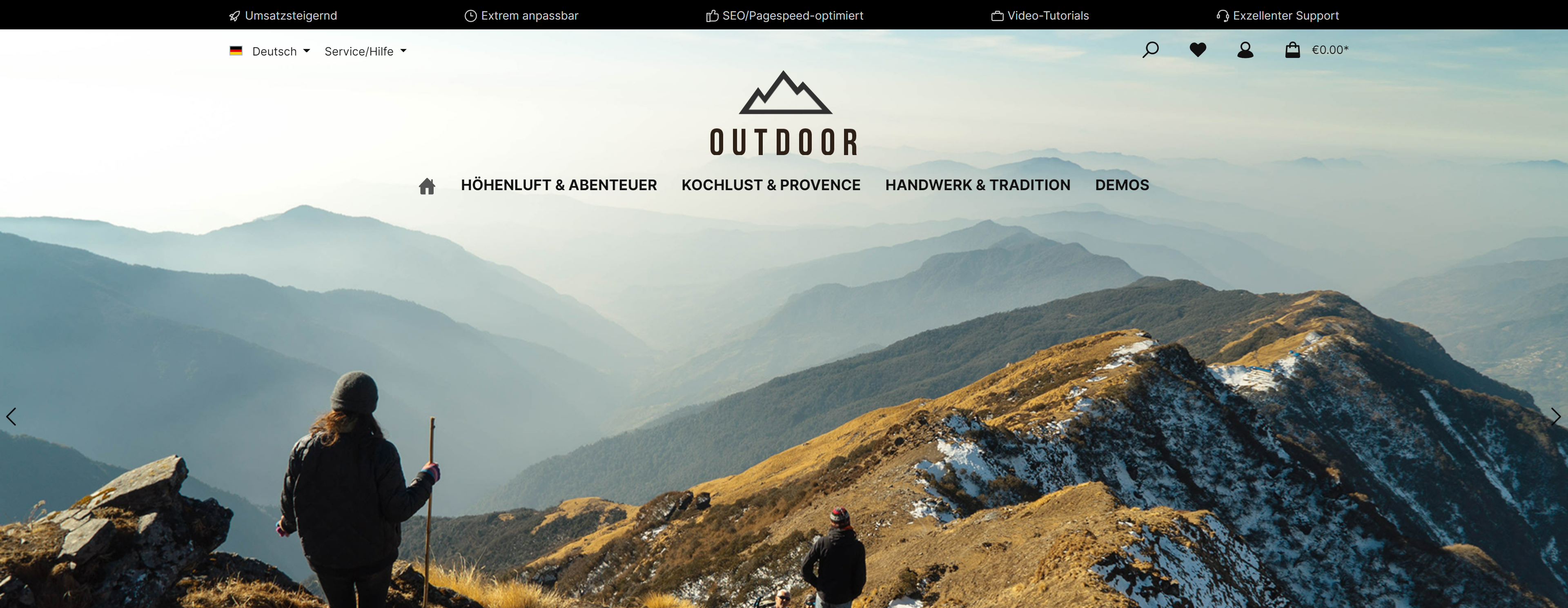 ThemeWare® Erlebniswelt-Header im Outdoor-Theme