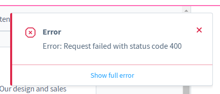 Error: Request failed with status code 400