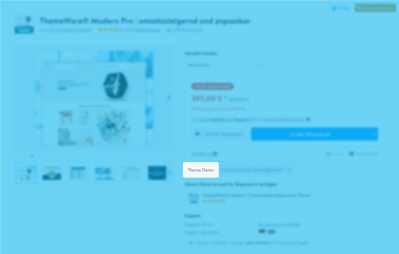 Theme-Demo im Shopware Store