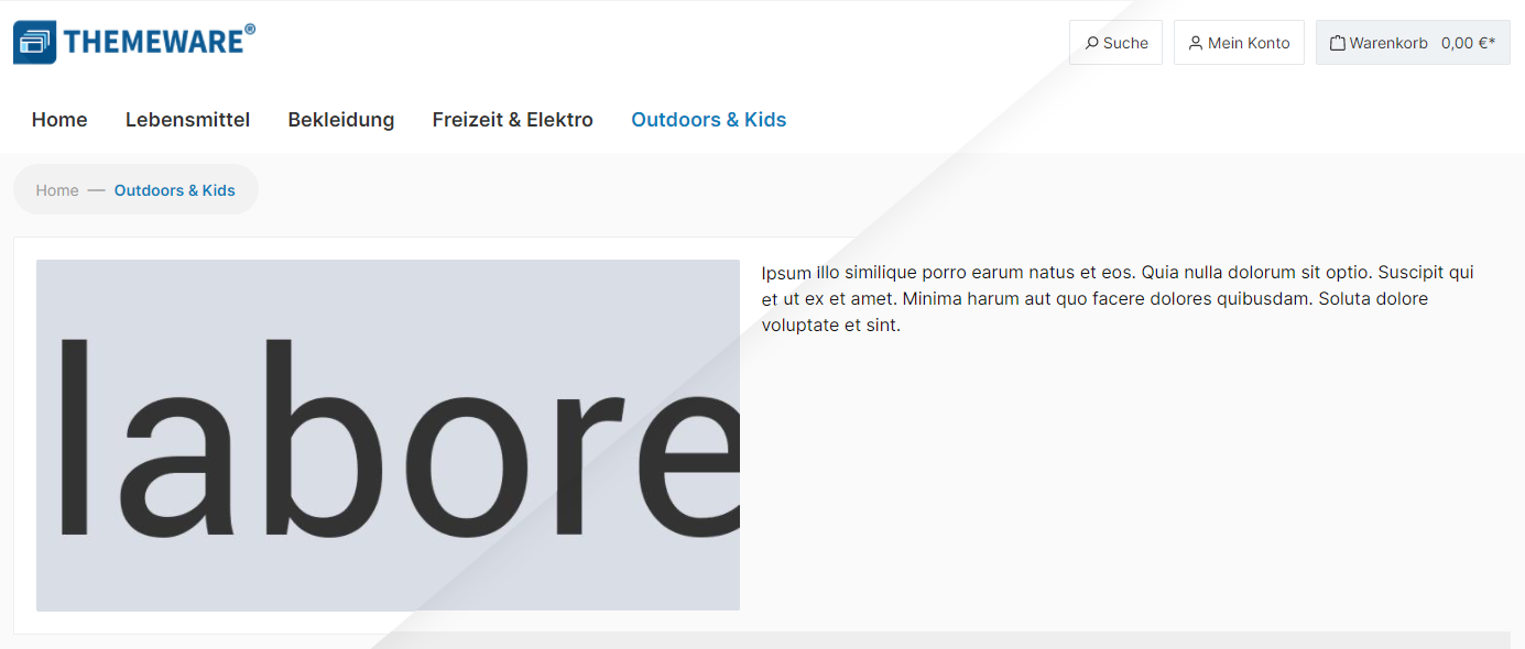 Links: mit ThemeWare® CMS-Styling | rechts: ohne ThemeWare® CMS-Styling