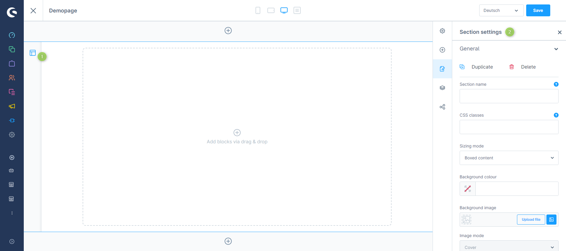 Section settings