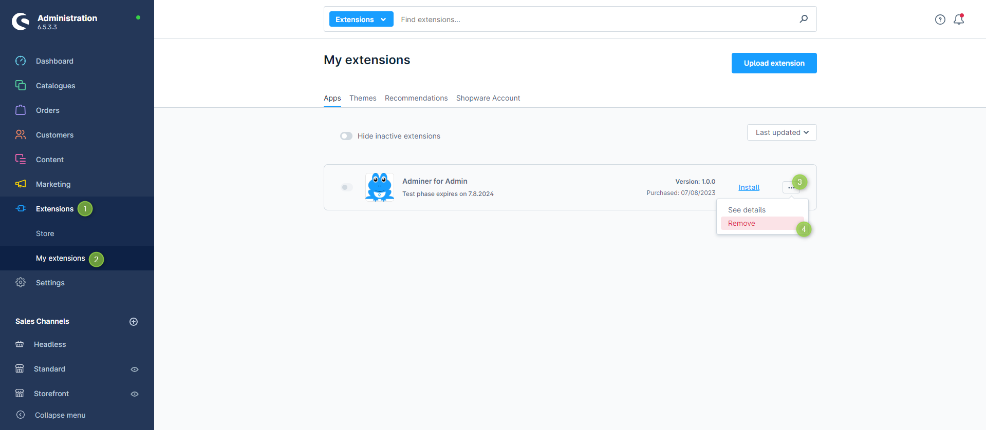 Remove extension