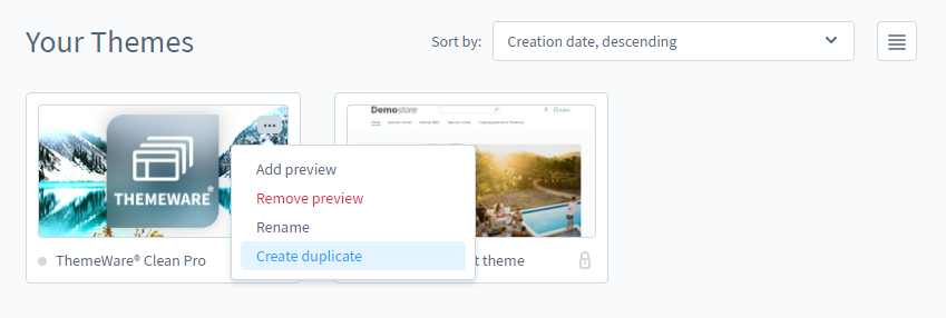 Creating a ThemeWare® duplicate, figure 2