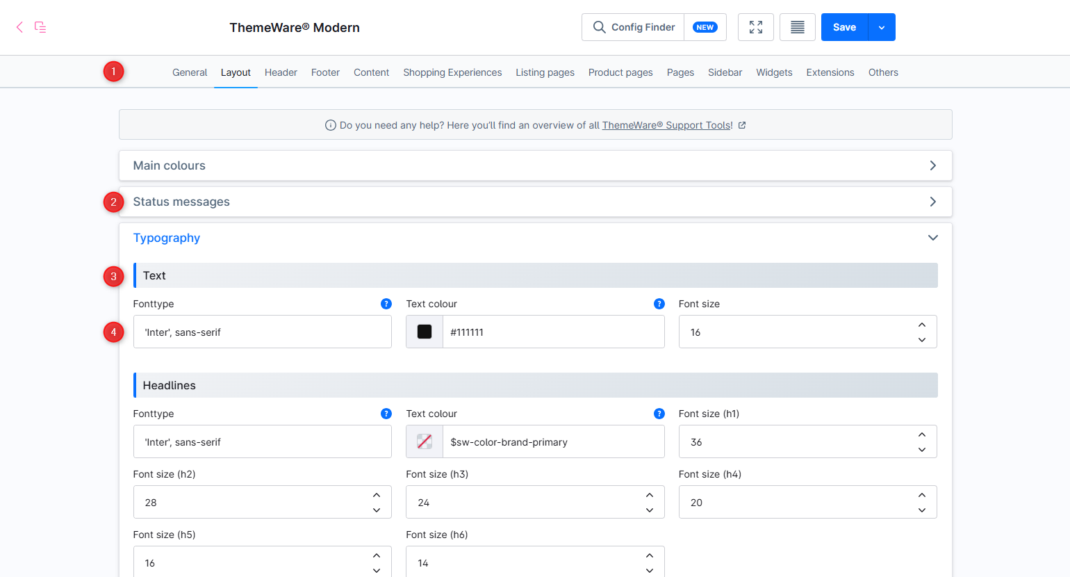 ThemeWare® theme configuration