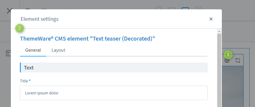CMS element settings
