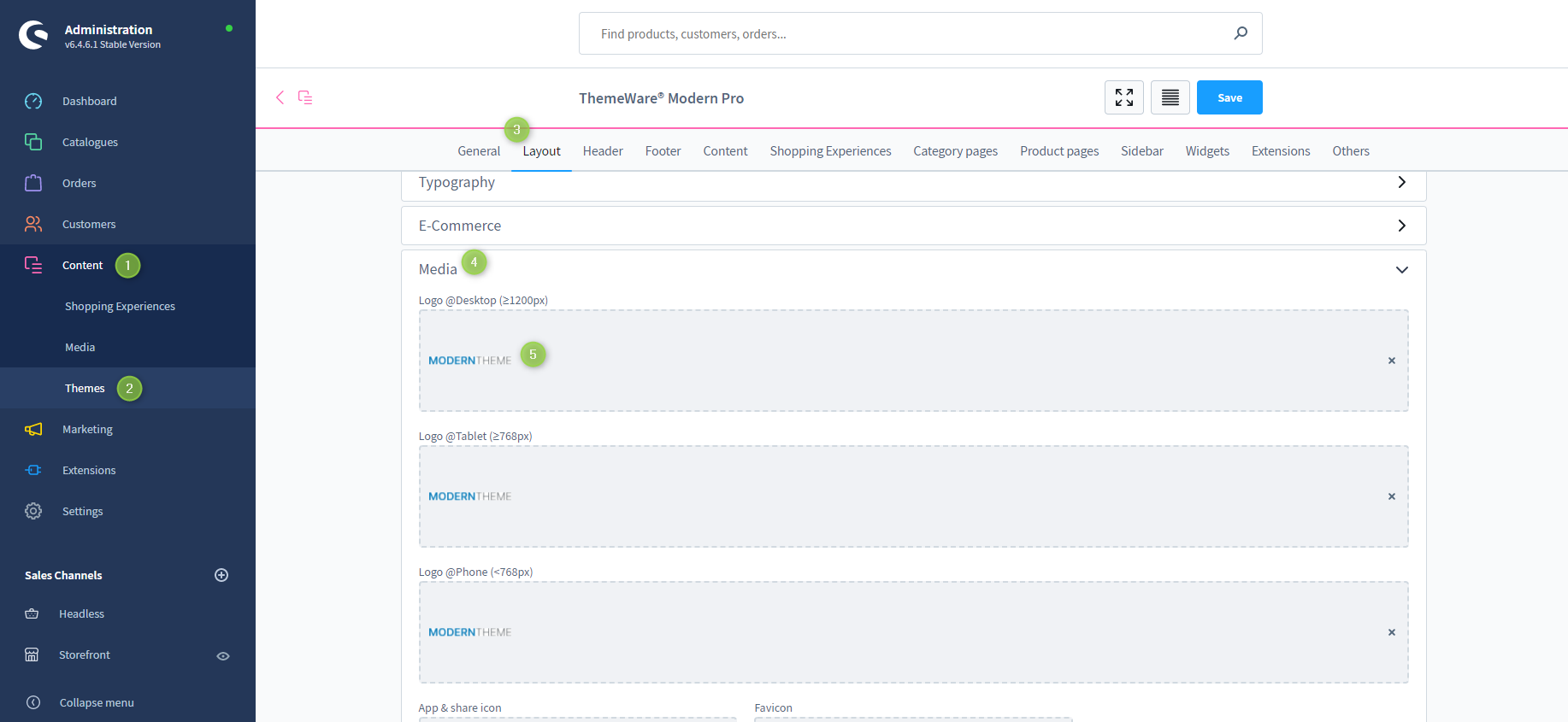 Media configuration in ThemeWare®